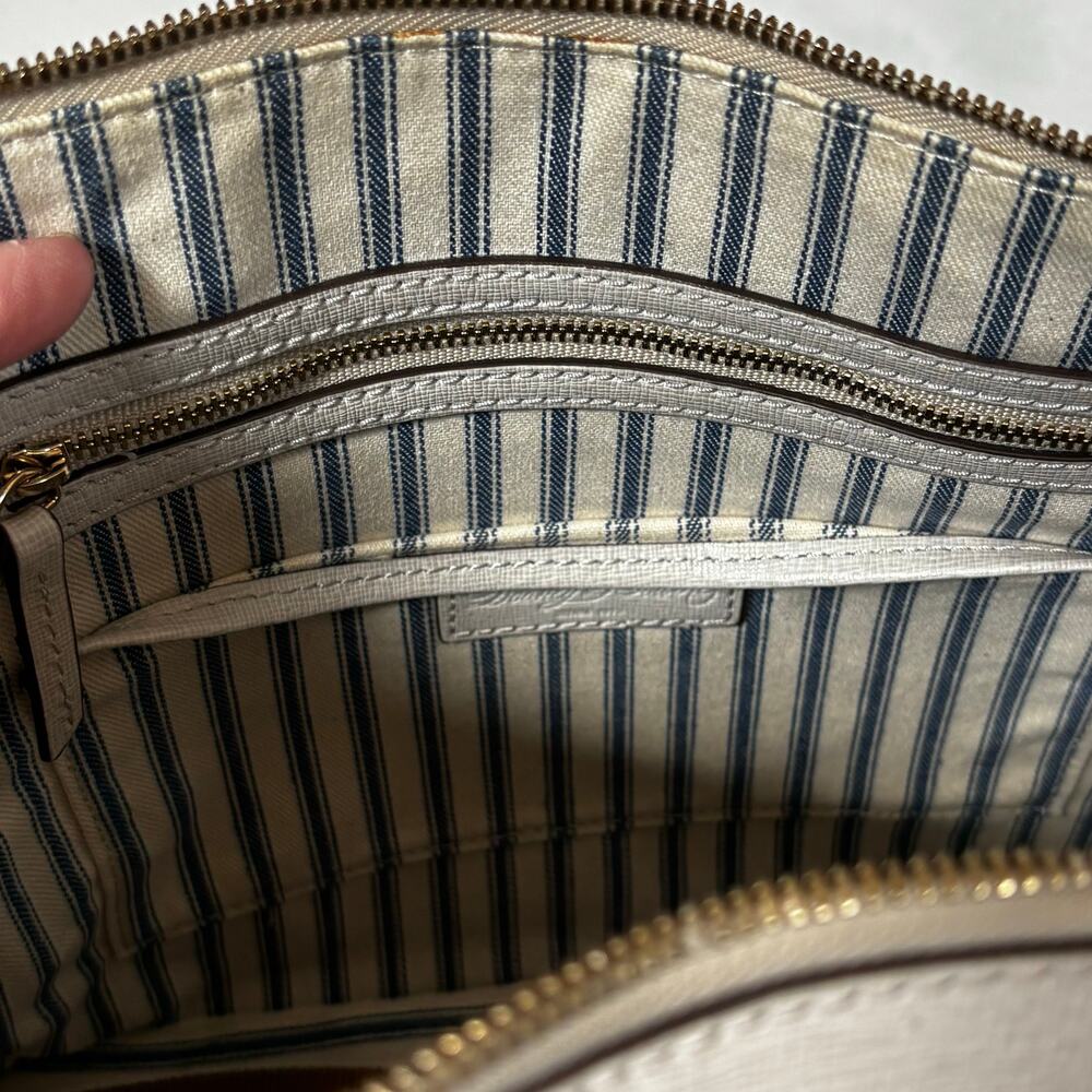Dooney & Bourke purse light gray/sand saffiano leather 2–way satchel shoulderbag - Picture 12 of 16
